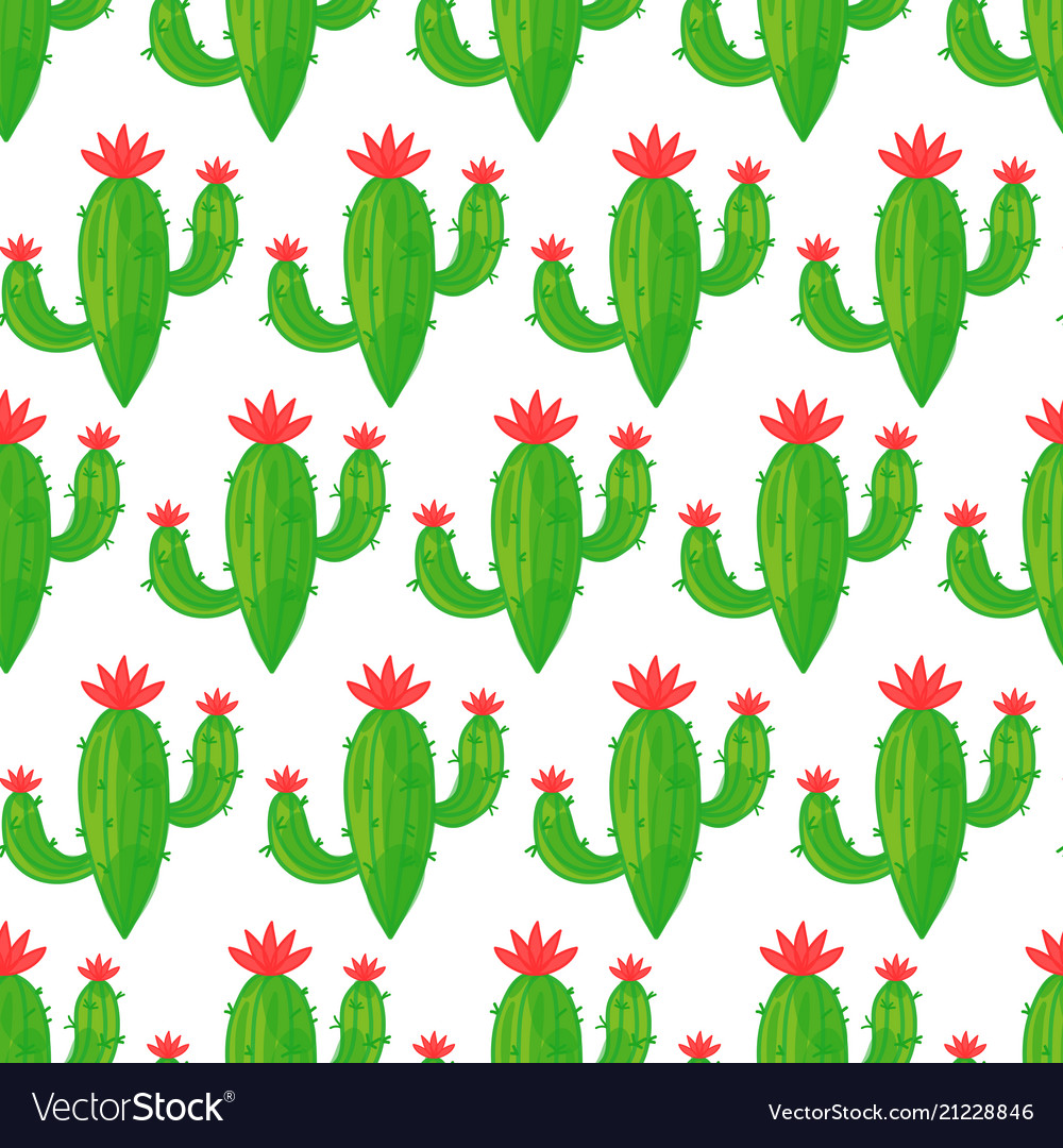 Seamless cactus pattern on light background