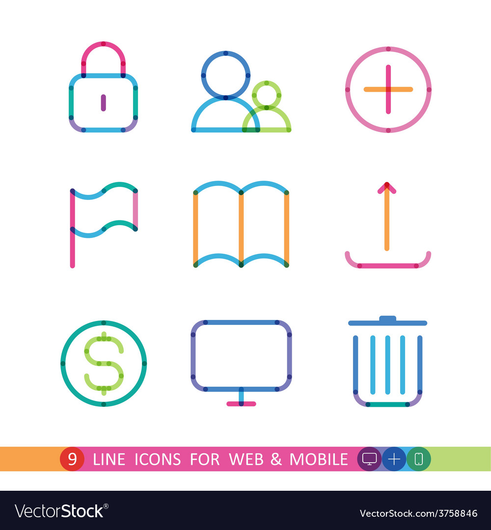 Set from 9 universal icons for web and mobile