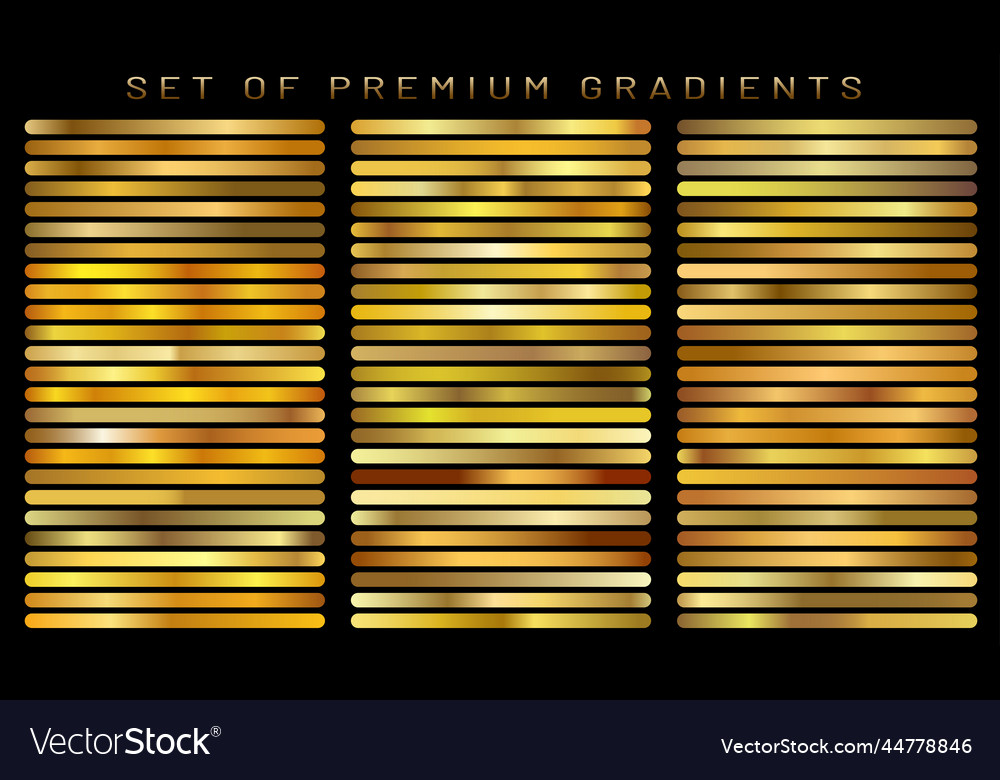 Set of golden gradient templates collection Vector Image Set of golden gradient templates collection