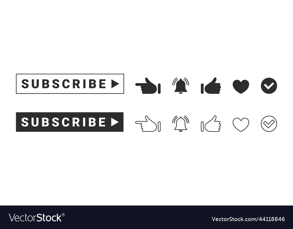 Subscribe buttons and notification bells vector image Subscribe buttons and notification bells