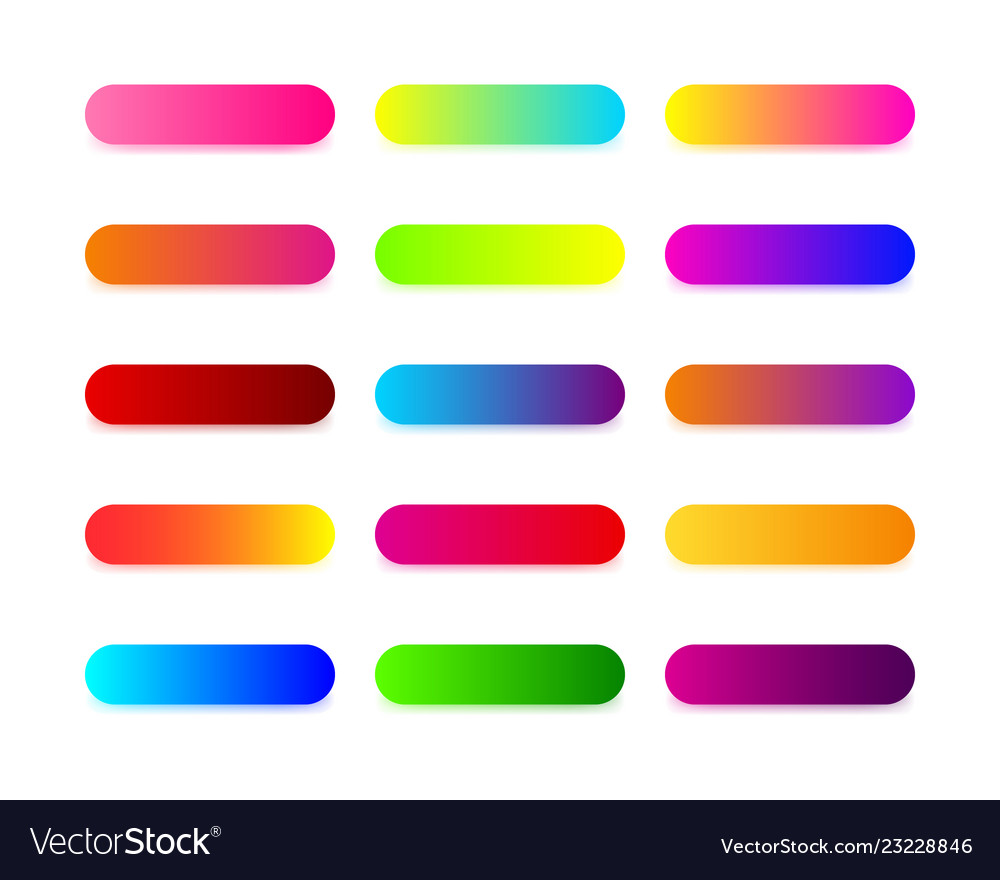 Web buttons design with colorful trendy gradient