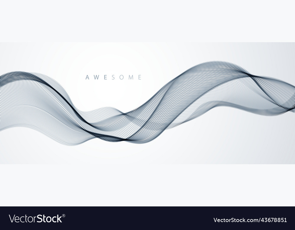 3D-Partikel mesh-array-Soundwelle rund fließend Vector Image 3D-Partikel mesh-array-Soundwelle rund fließend