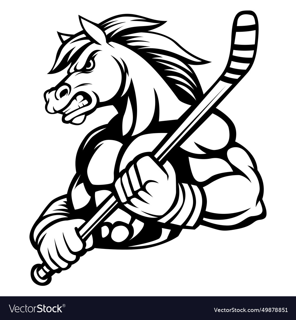 Angry horse hockey team logo mascot emblem Vector Image