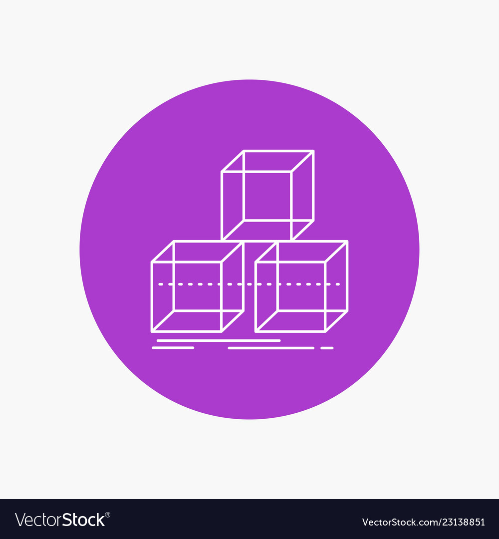 Arrange design stack 3d box white line icon