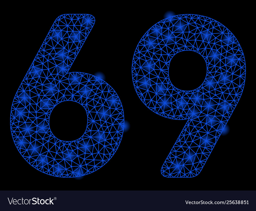 Bright mesh 2d 69 digits text with flare spots