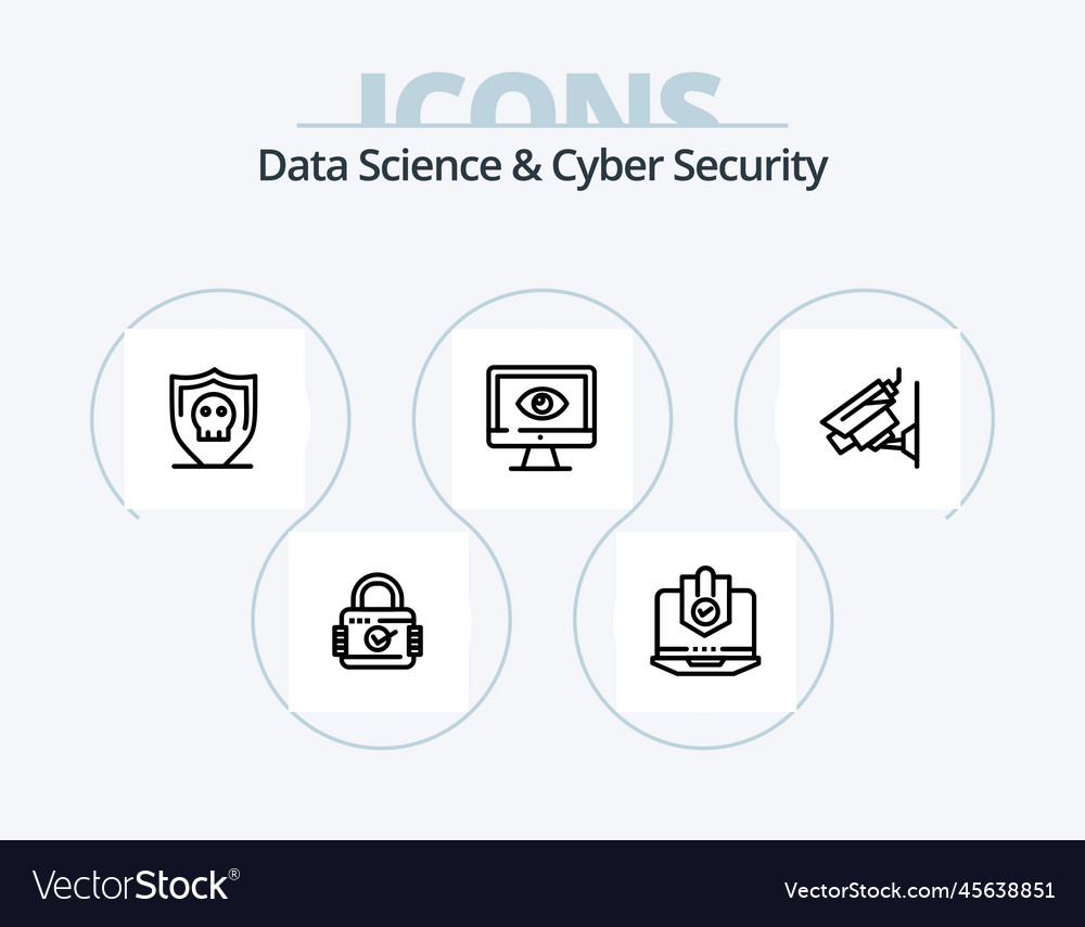 Data science and cyber security line icon pack 5