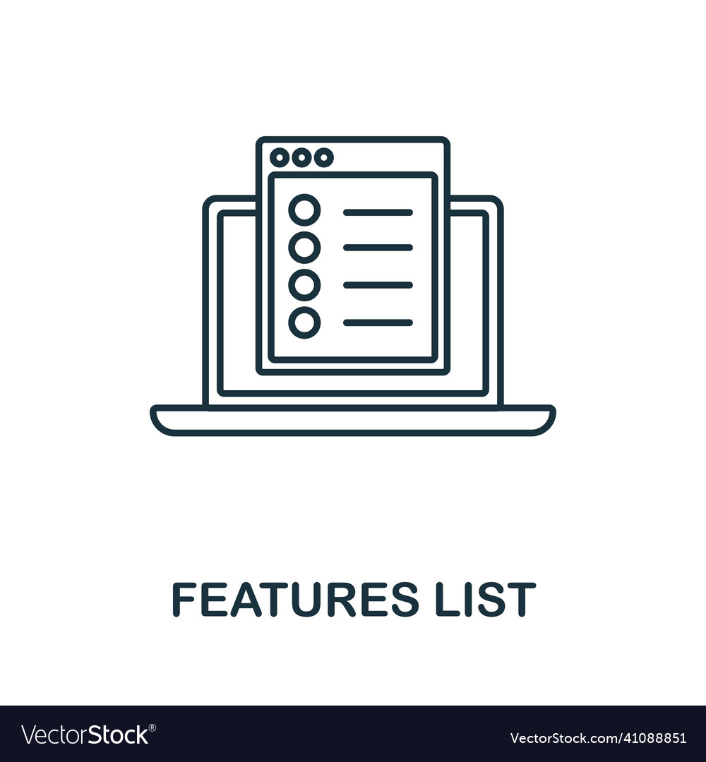 Features list icon line element from graphic vector image Features list icon line element from graphic