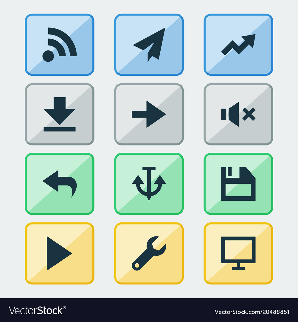 Interface icons set with undo send diskette