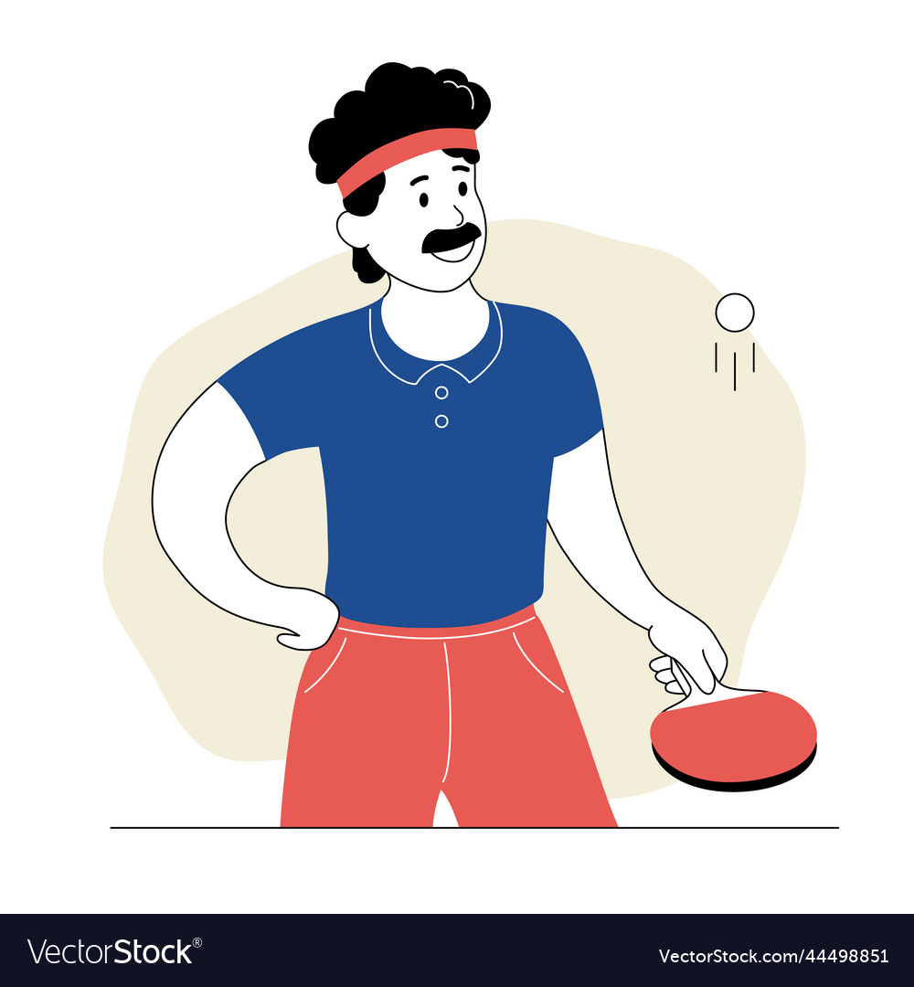Man playing ping pong with racket and ball Vector Image Man playing ping pong with racket and ball