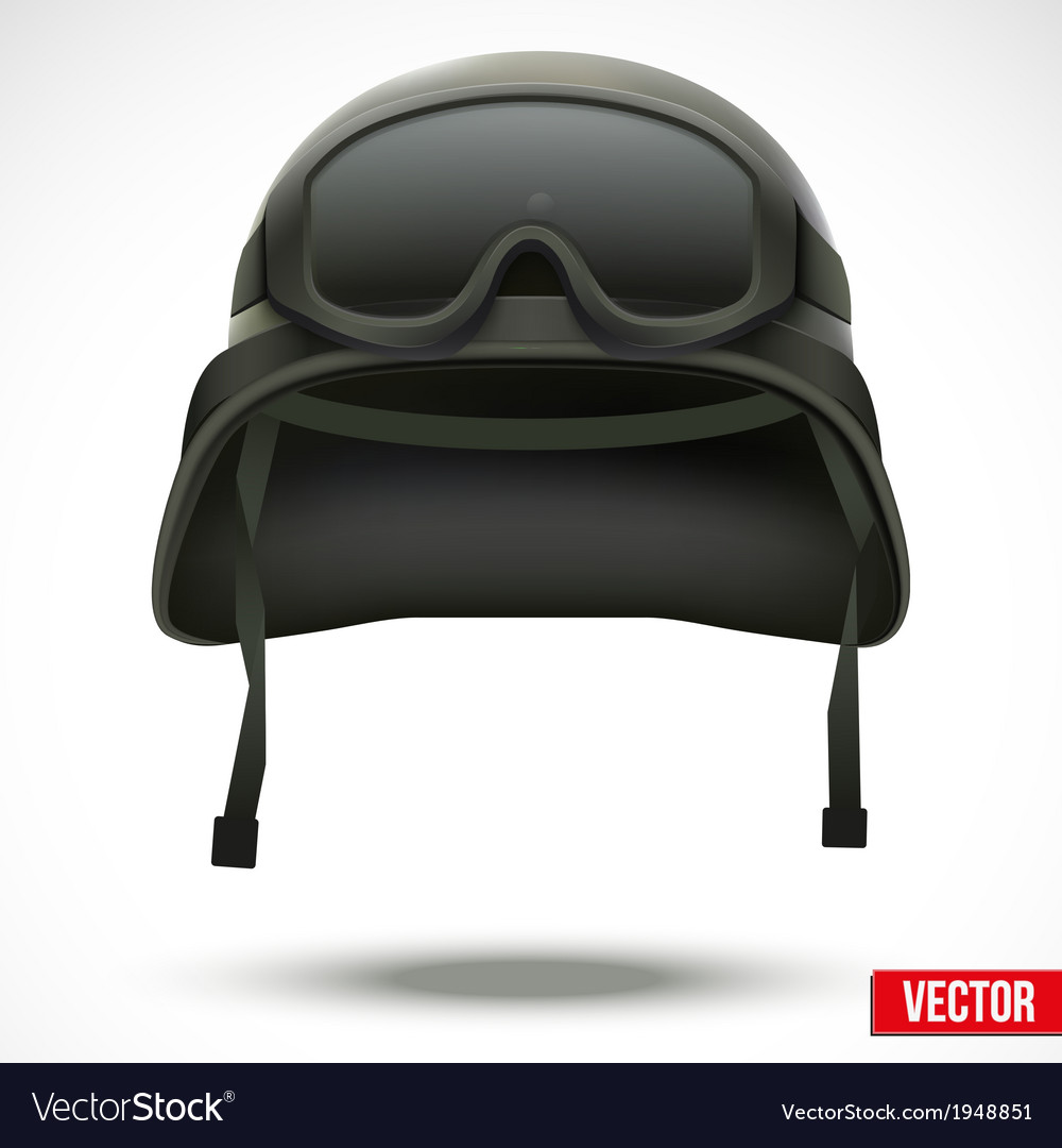 Military green helmet and goggles Royalty Free Vector Image