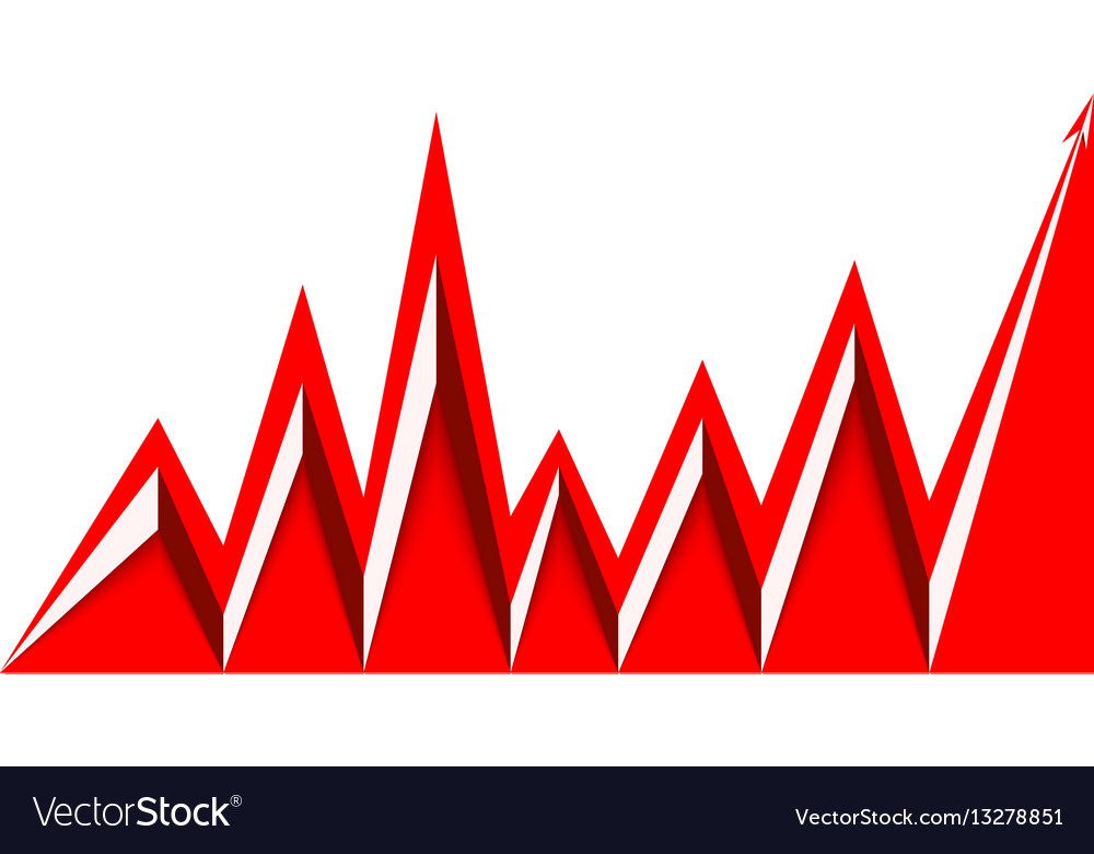 Red arrow graph goes up white background