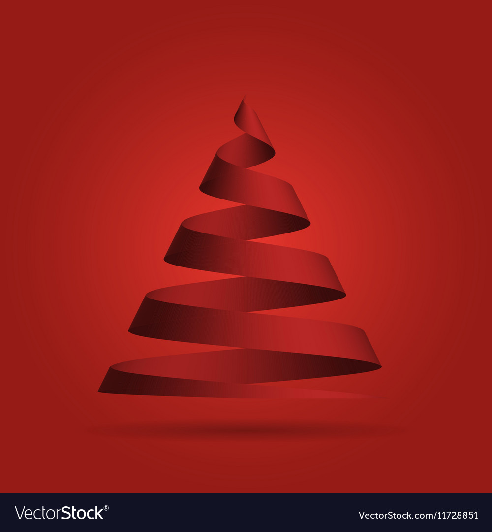 Red ribbon in a shape of christmas tree