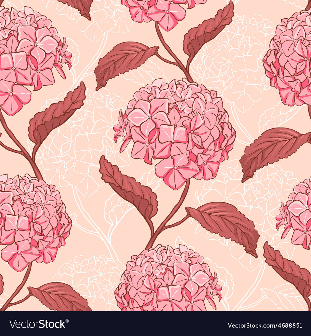 Seamless pattern with hydrangea