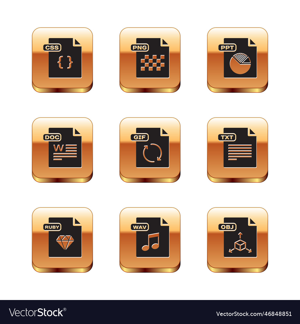 Set css file document ruby wav gif doc ppt vector image Set css file document ruby wav gif doc ppt