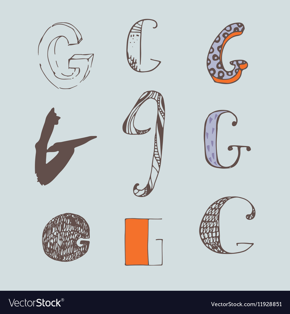 Set of colorful alphabet letters g