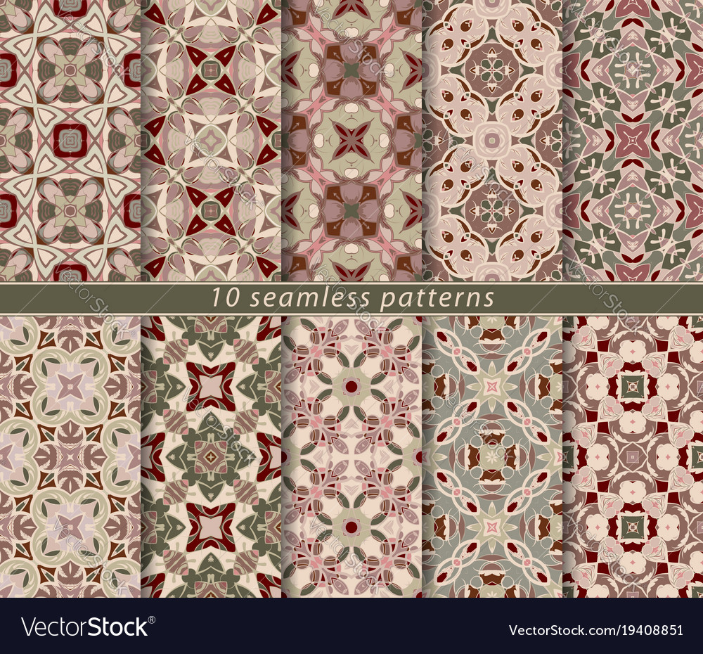 Set of ten seamless abstract patterns