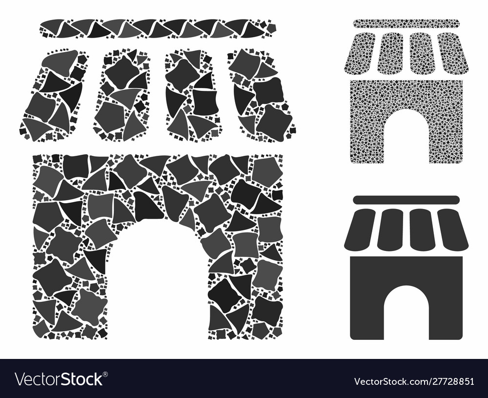 Shop building mosaic icon humpy elements vector image Shop building mosaic icon humpy elements