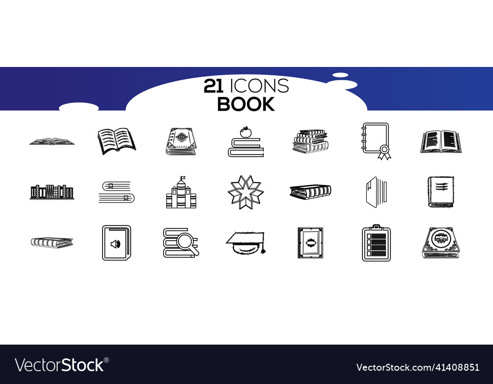 Simple set of book related line icons contains