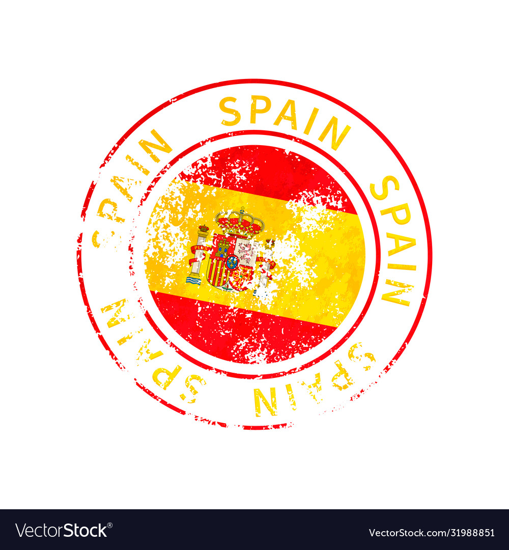 Spain sign vintage grunge imprint with flag Vector Image