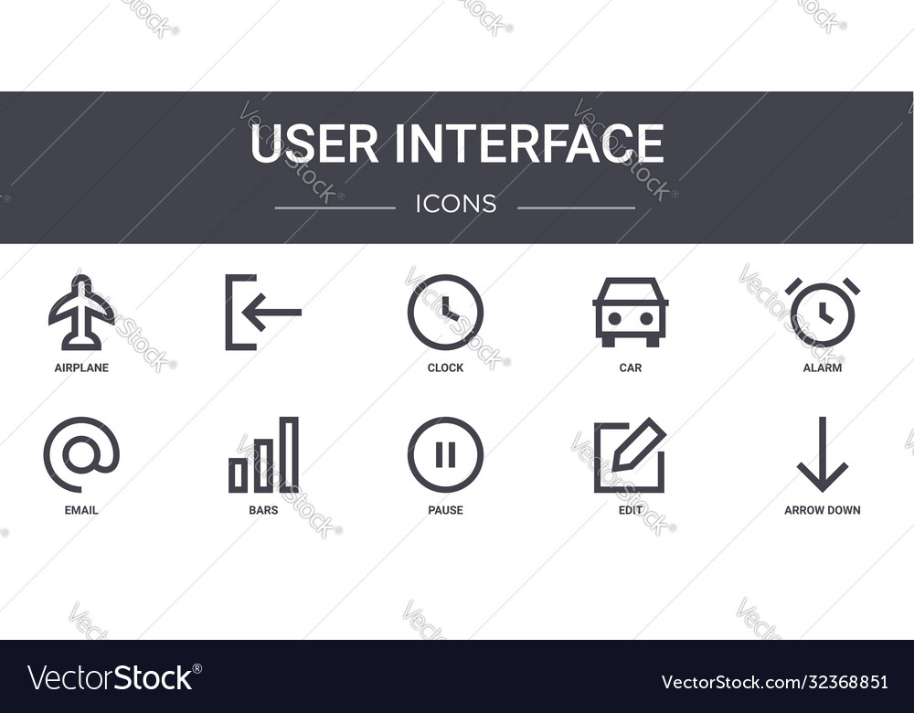 User interface concept line icons set contains vector image User interface concept line icons set contains