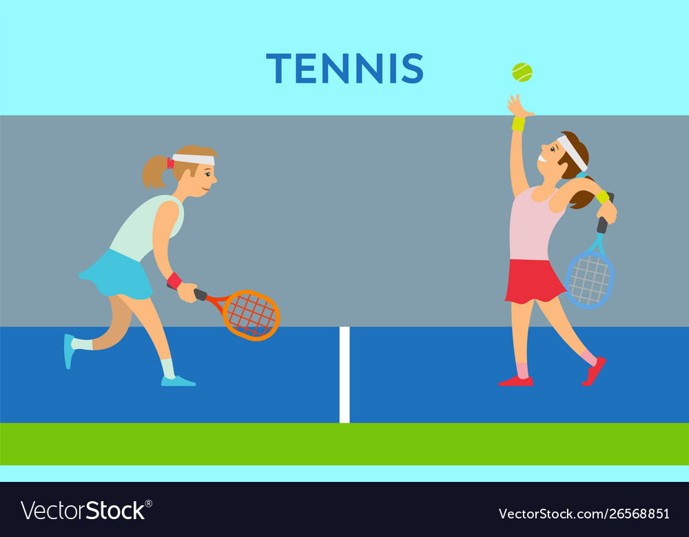 Women character playing tennis practice vector image Women character playing tennis practice