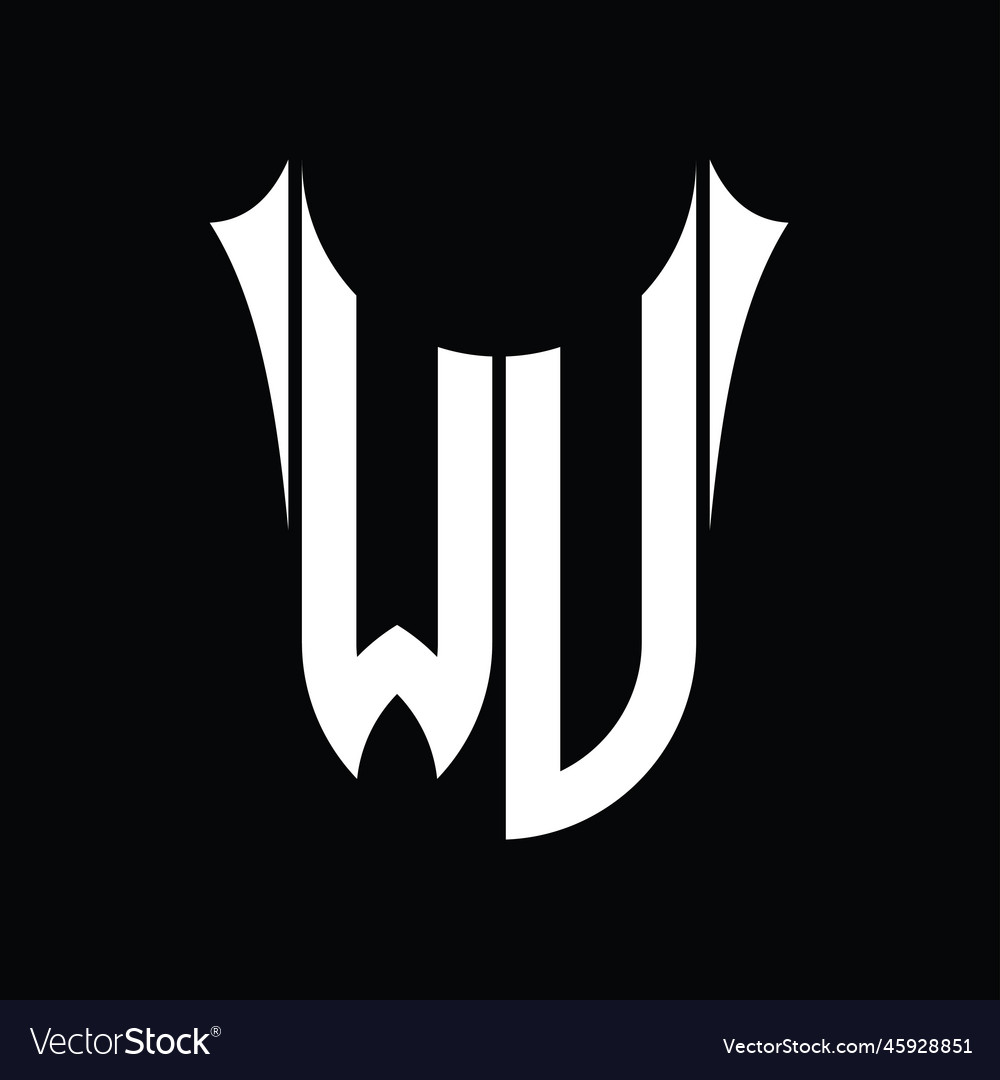 Wu logo monogram shield sharp half round shape