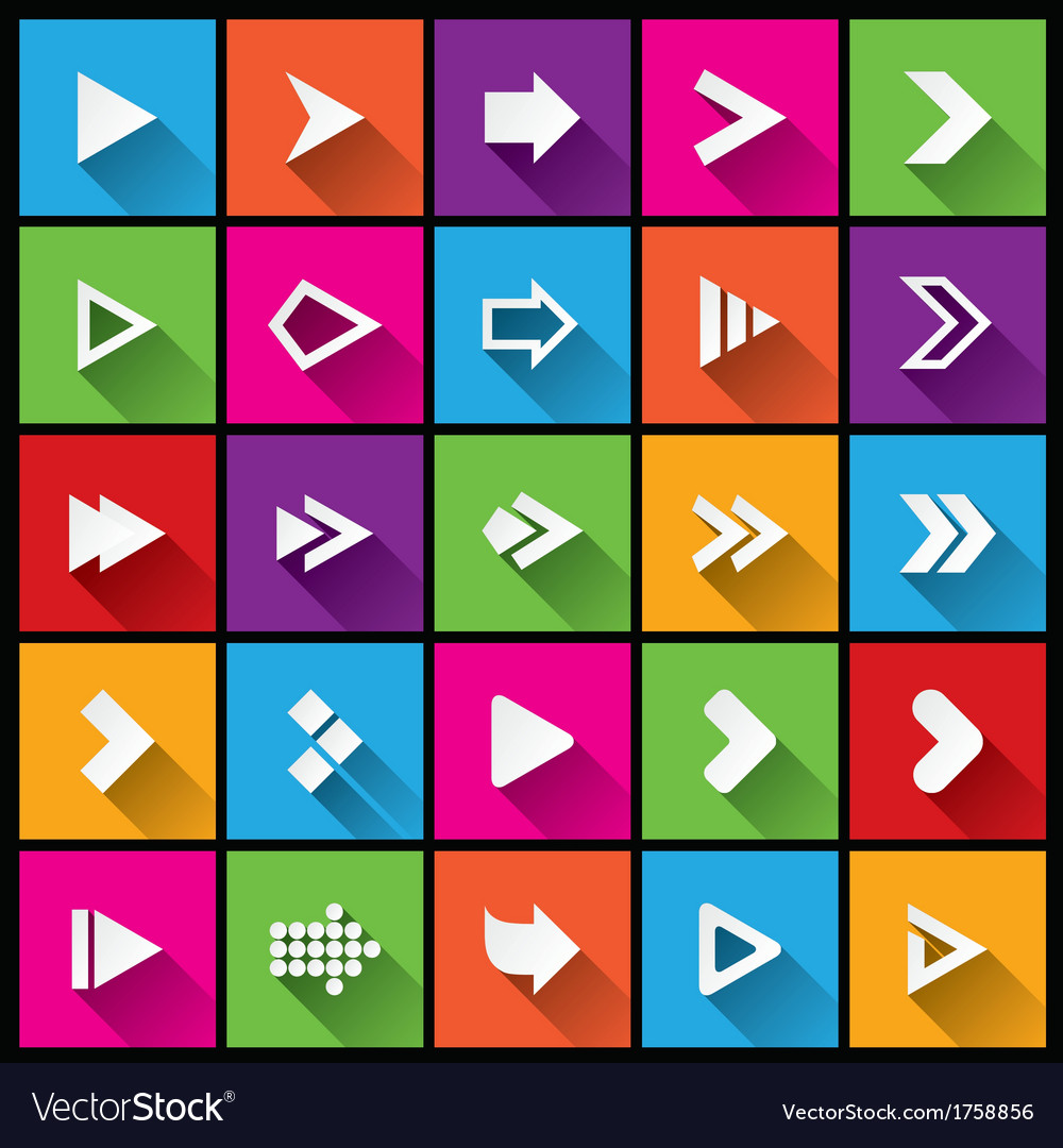 Arrow Icon Set - Simple Square Buttons