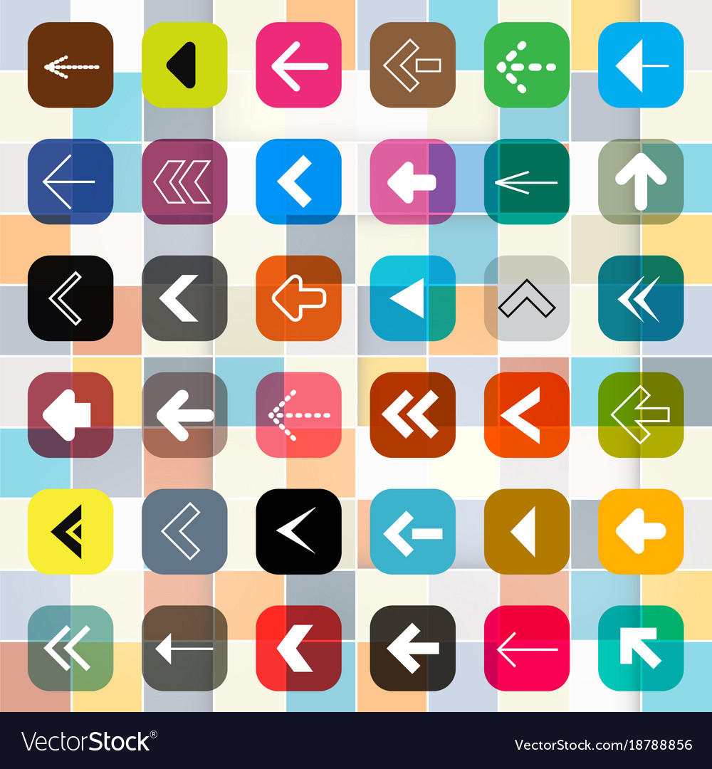 Colorful arrow buttons on square background