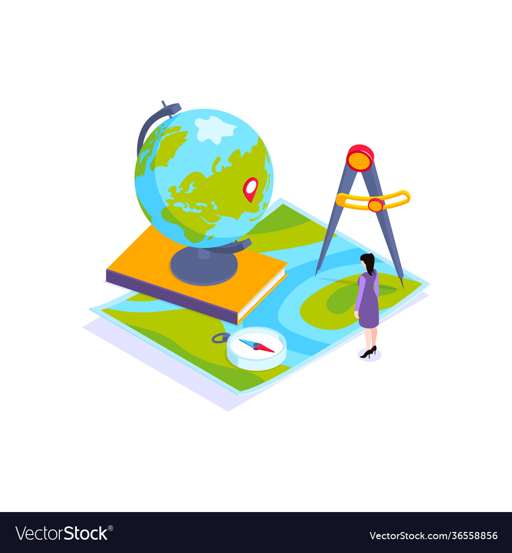 Geography school isometric composition