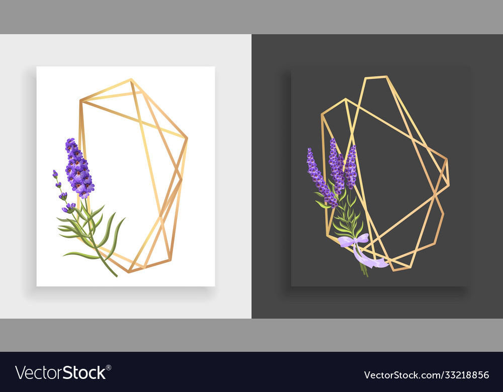 Geometric frame polyhedron abstract gold floral