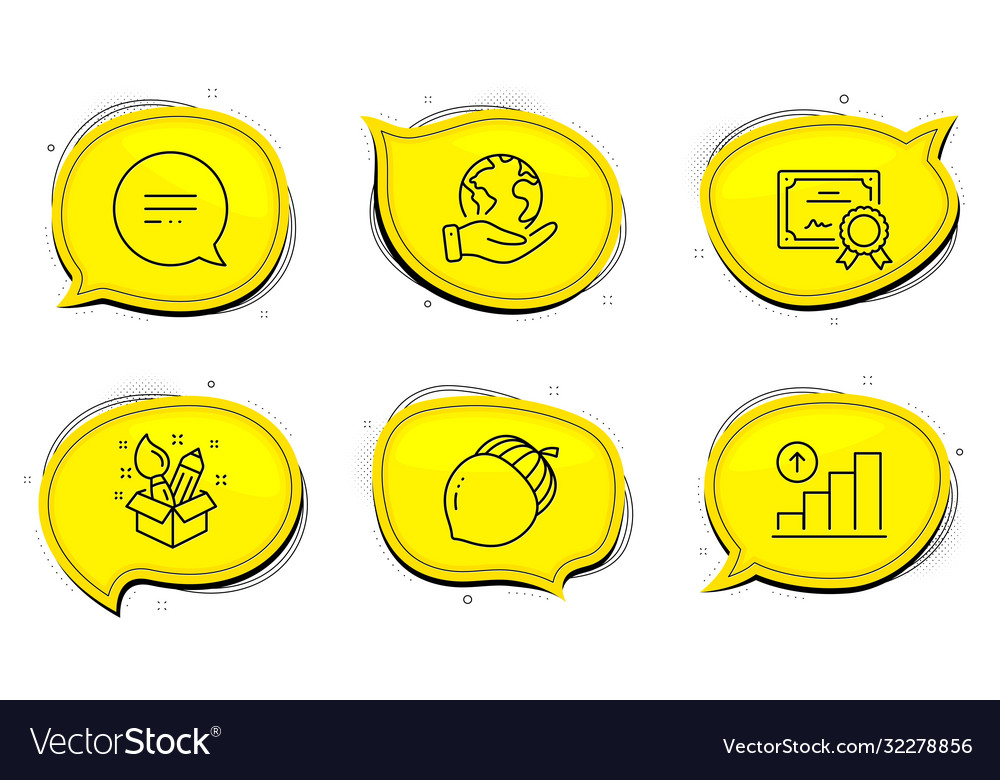 Graph chart text message and creativity icons set vector image Graph chart text message and creativity icons set