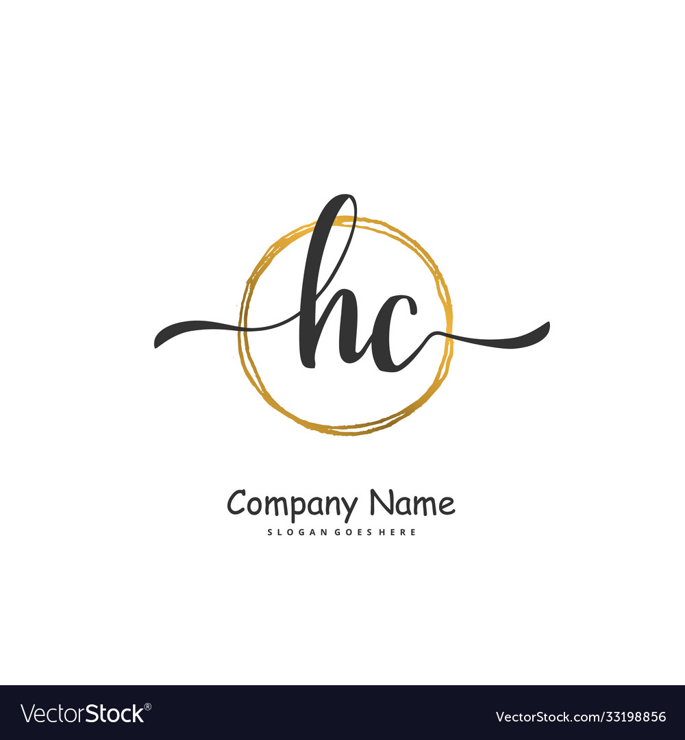 H c hc initial handwriting and signature logo vector image H c hc initial handwriting and signature logo