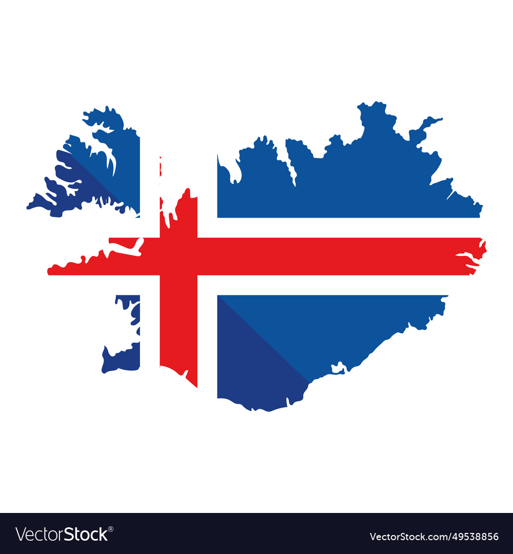 Iceland flag and map Royalty Free Vector Image