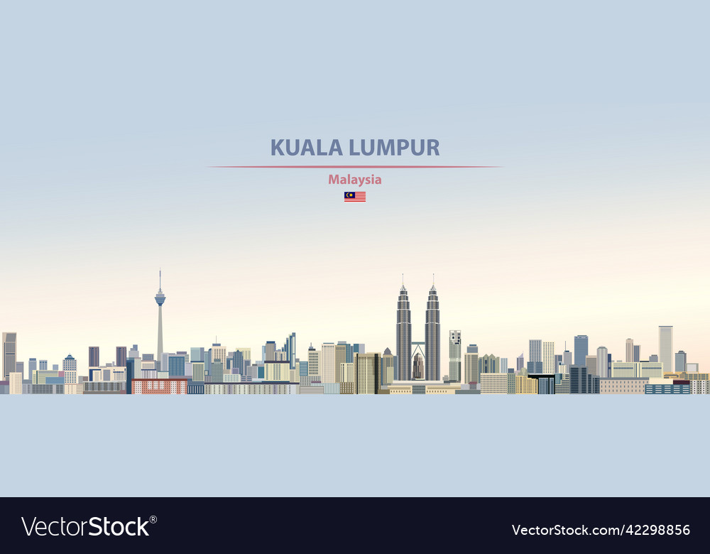 Kuala Klumpur Stadt Skyline auf bunten Gradienten