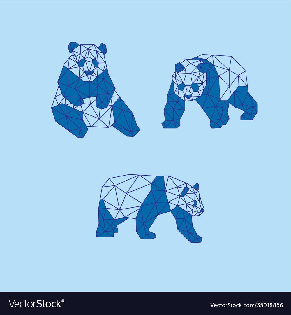 Low poly panda polygonal triangular geometric