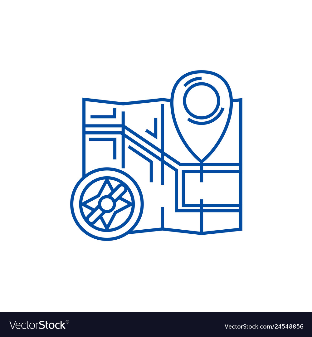 Map navigation with compass line icon concept