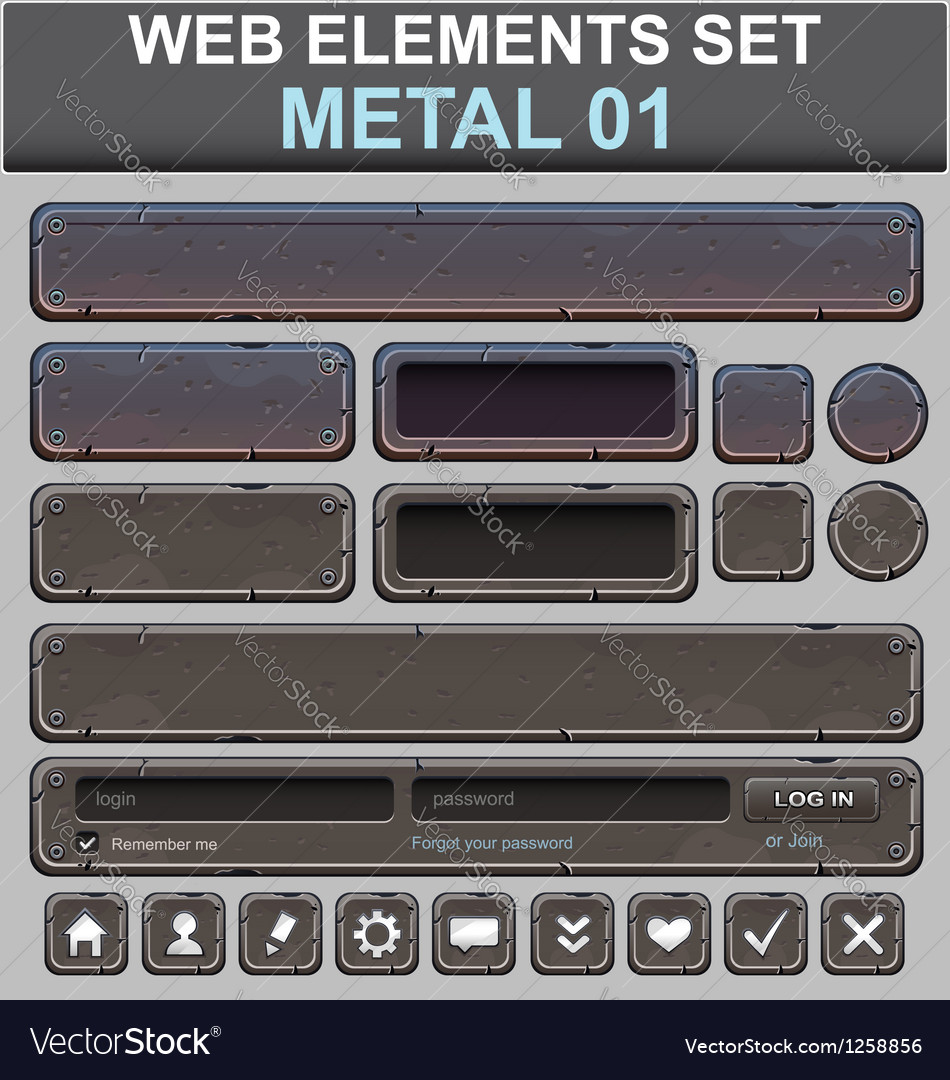 Modern Metal Web UI Elements