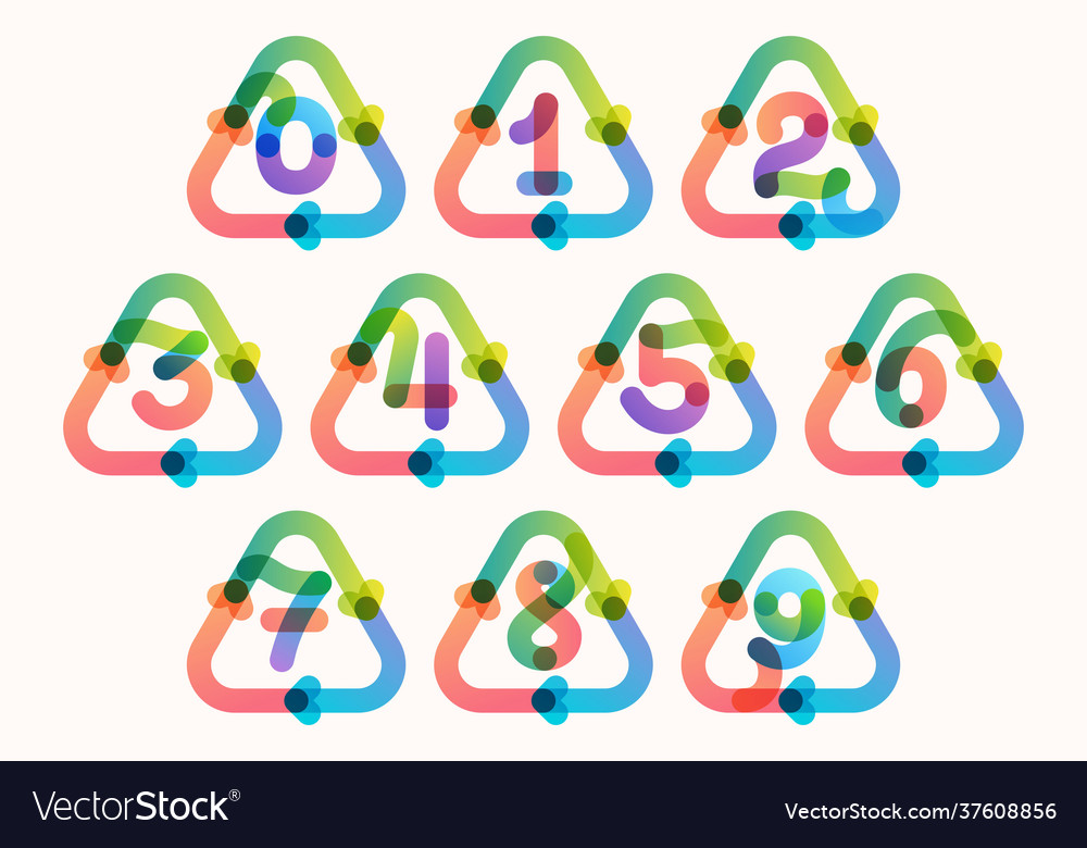 Numbers set inside triangular shaped recycling vector image Numbers set inside triangular shaped recycling