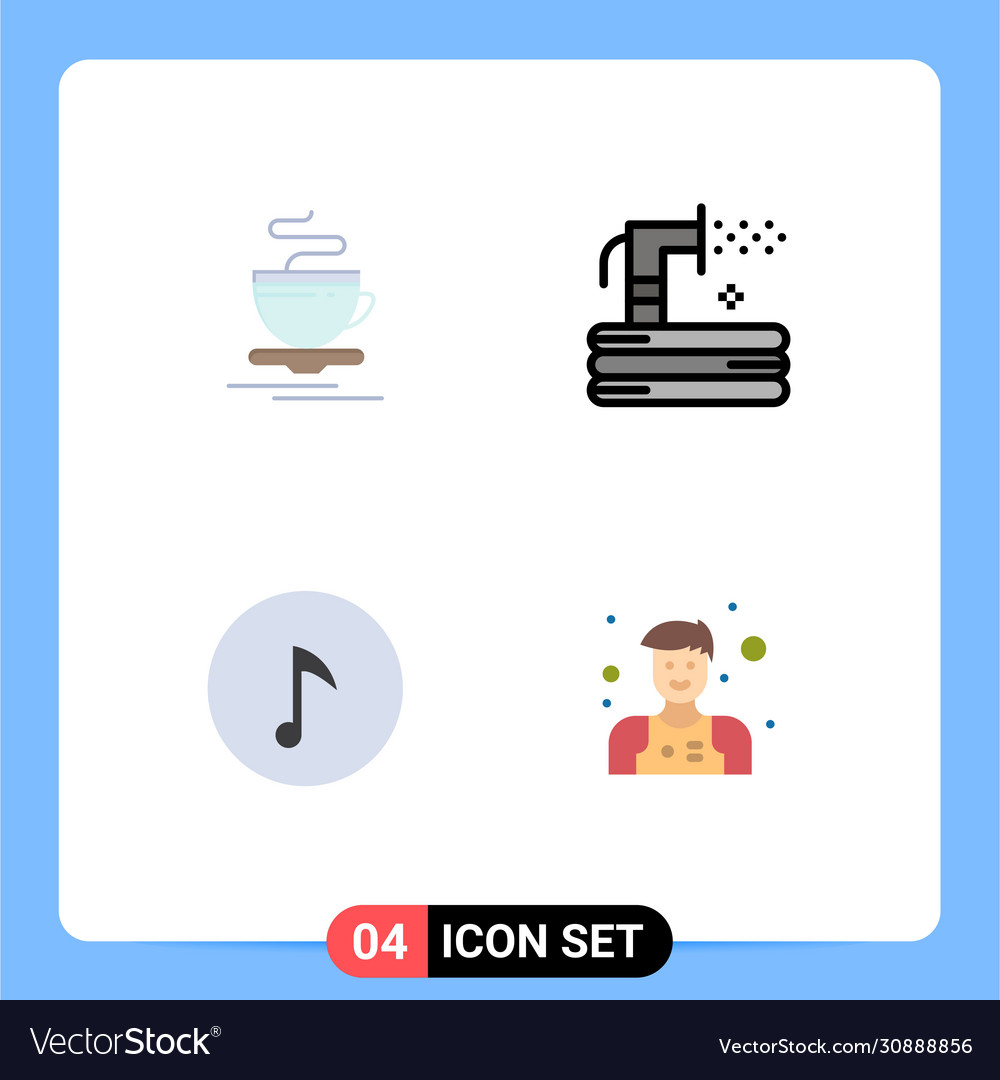 Pictograph set 4 simple flat icons tea key