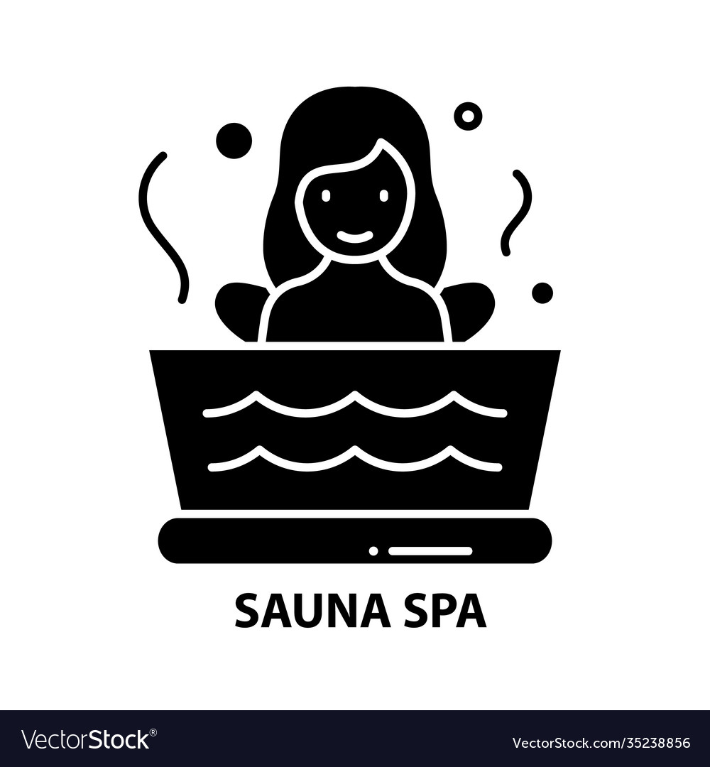 Sauna spa icon black sign with editable