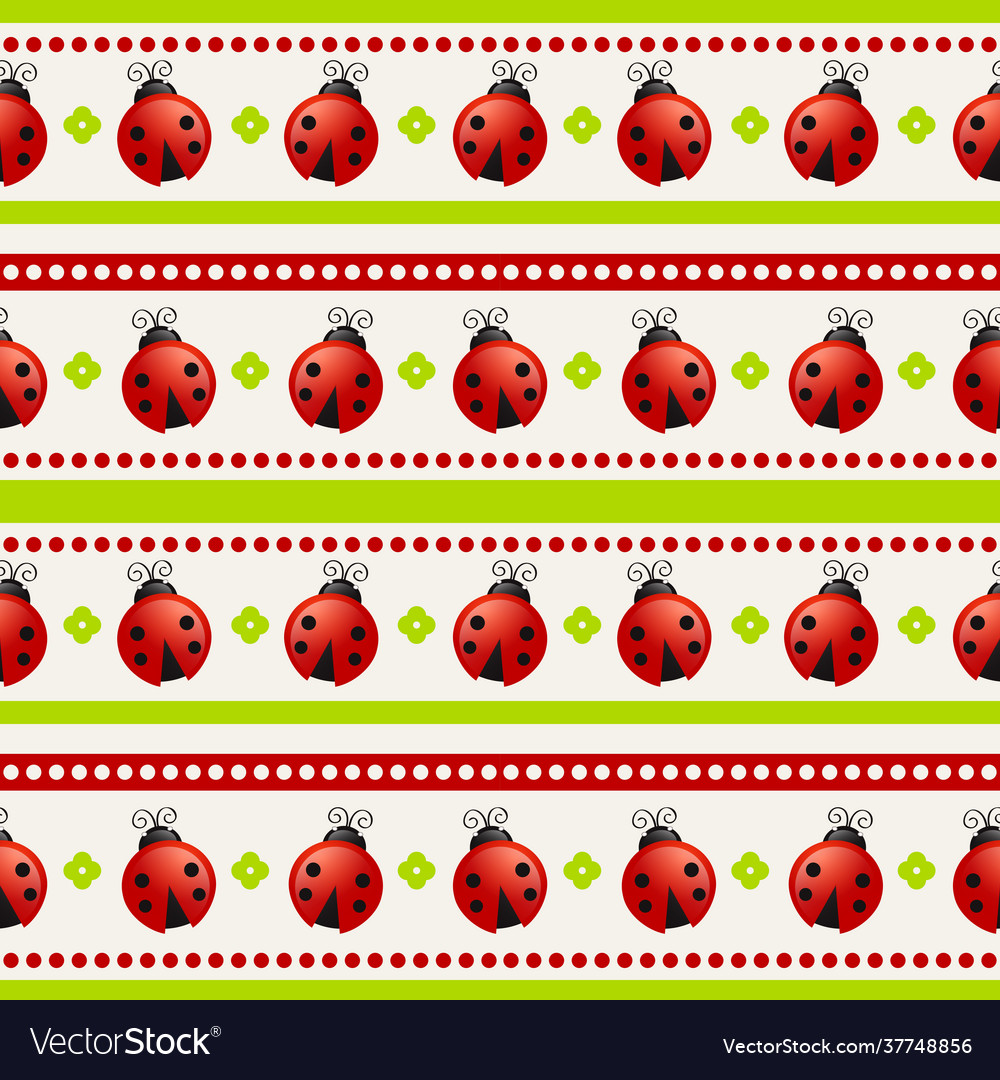 Seamless background with ladybugs pattern Vector Image