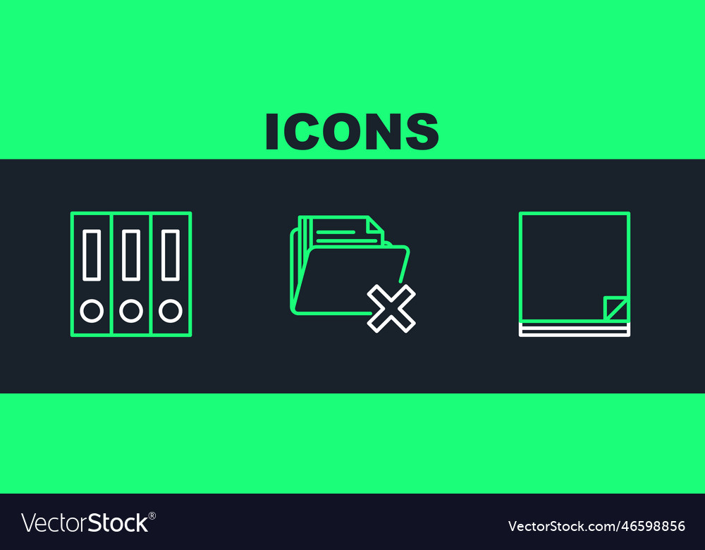 Set line file document office folders with papers vector image Set line file document office folders with papers