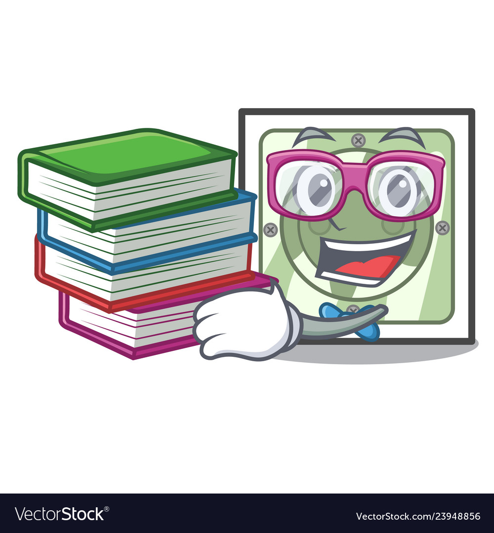 Student with book power socket isolated Vector Image Student with book power socket isolated
