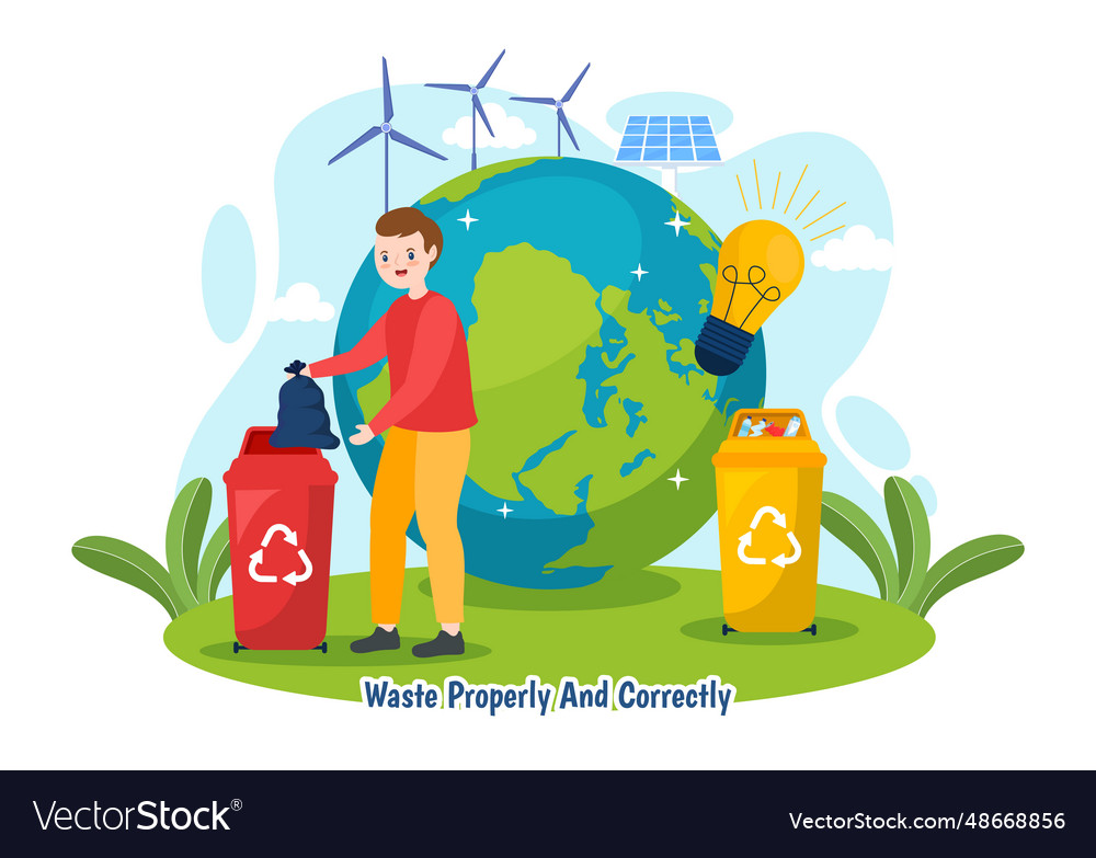 Waste properly and correctly with demonstration vector image Waste properly and correctly with demonstration