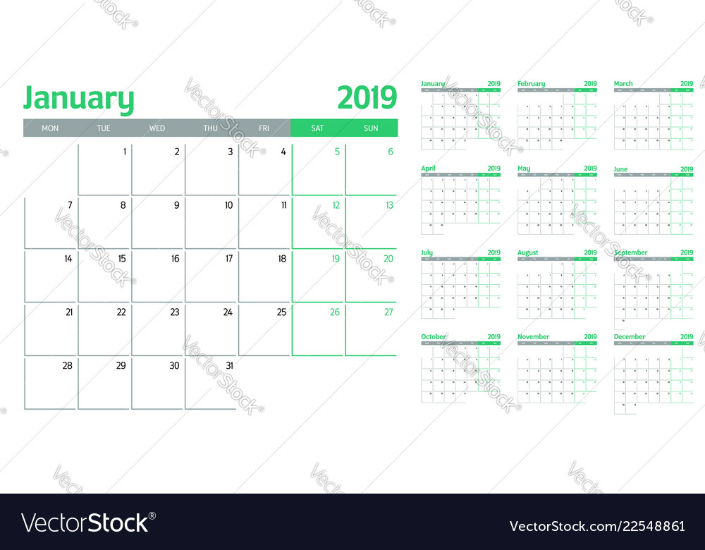 2019 Calendar Planner Template