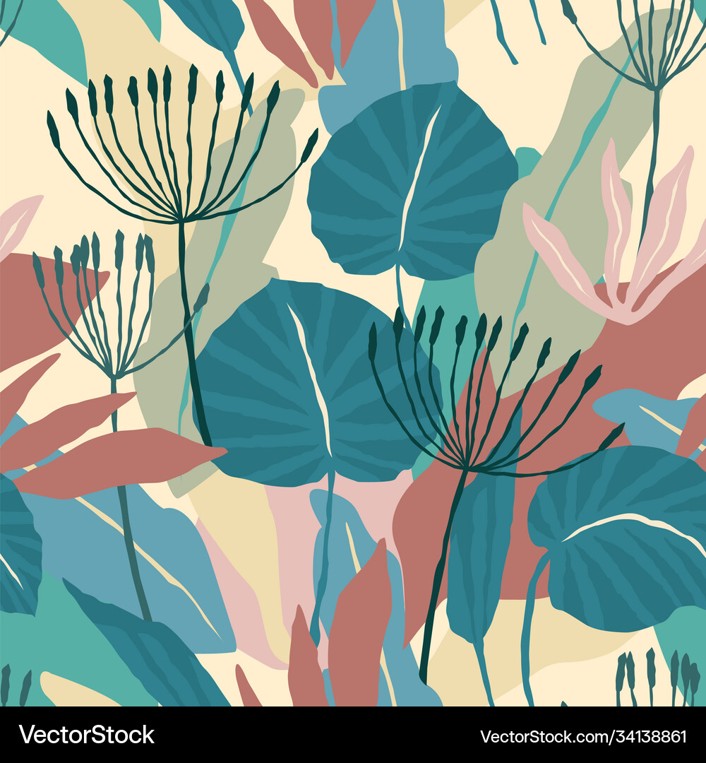Artistic seamless pattern with abstract leaves Vector Image