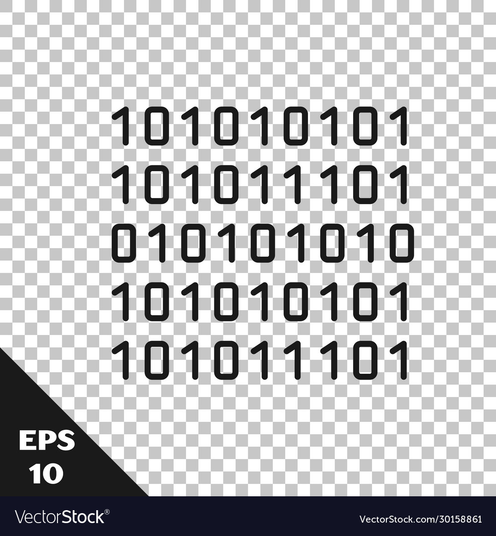 Black line binary code icon isolated vector image Black line binary code icon isolated