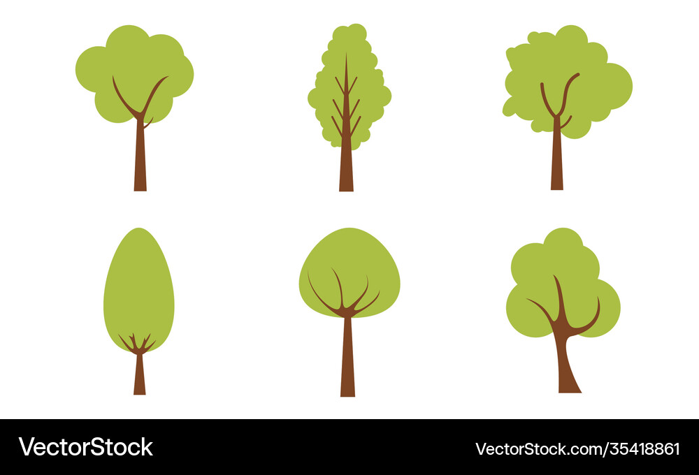Collection trees ilustrations Royalty Free Vector Image