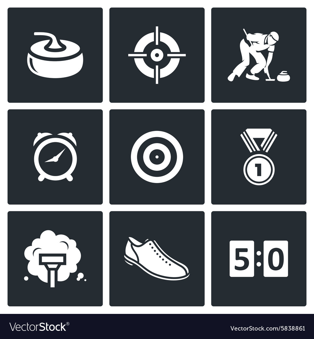 Curling icons set