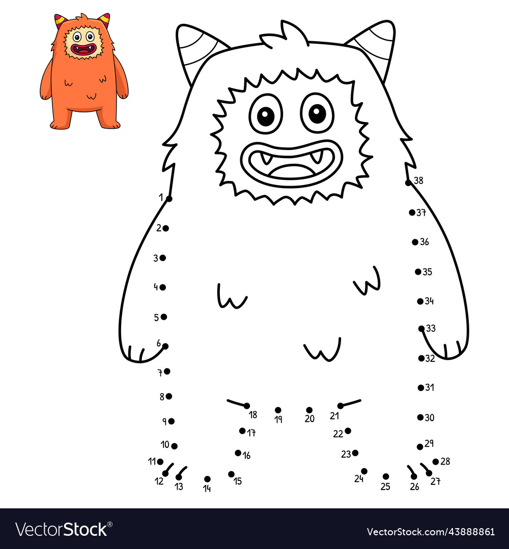 Dot to monster bear isolated coloring page